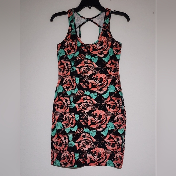 Mudd Dresses & Skirts - Mudd - Tank Top Floral Dress - Black, Pink, and Green - Size Large